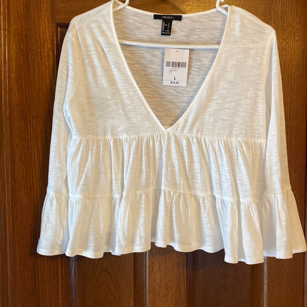 3/4 sleeve crop top blouse